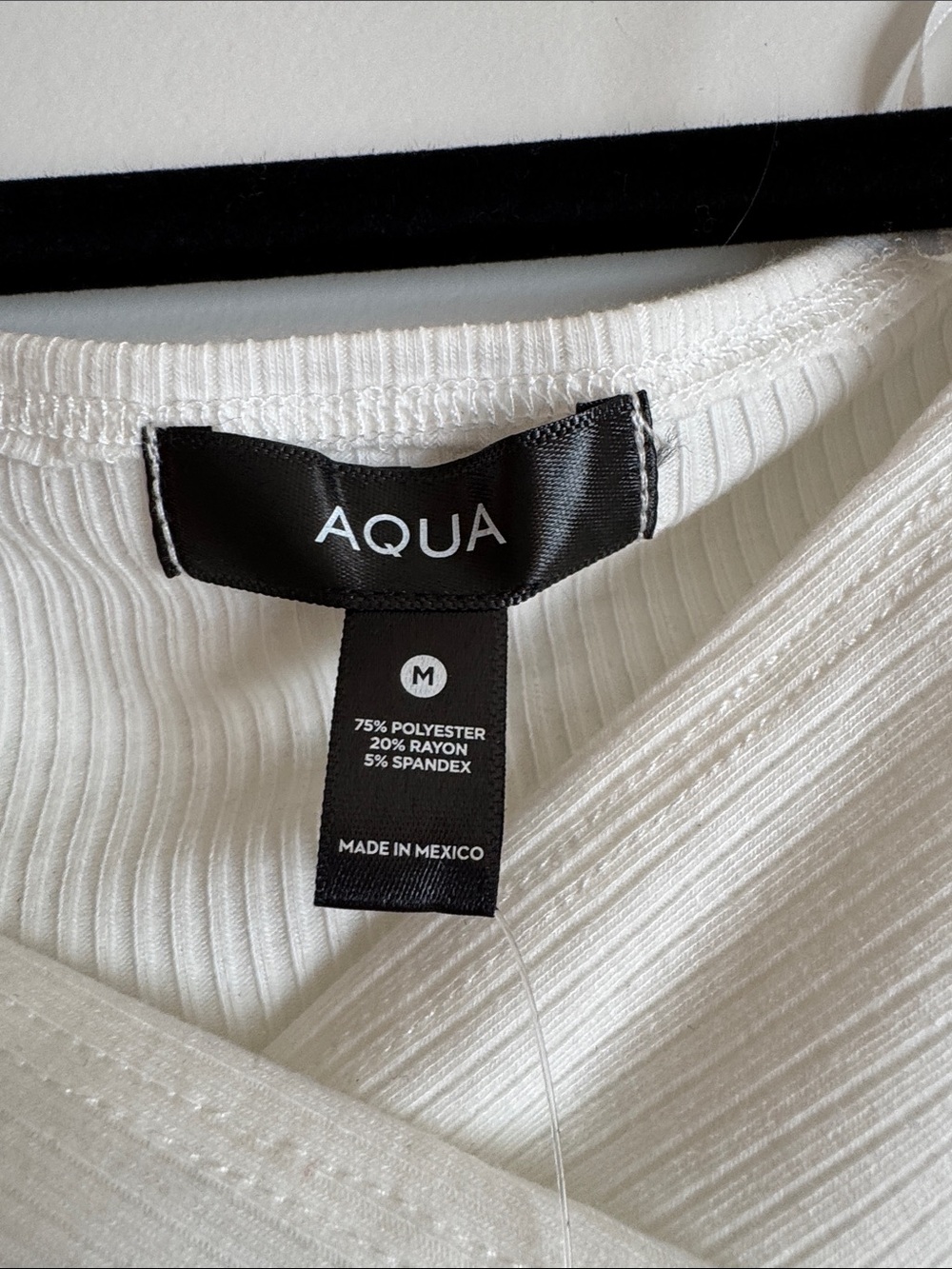 Aqua Ivory Ribbed cross over -Front Long Sleeve Crop Top - Picture 4 of 5